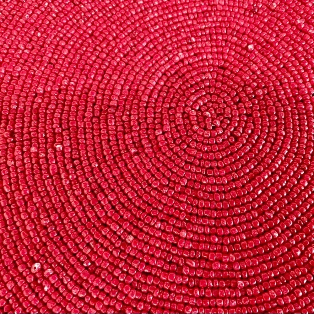 Two Handmade Beaded Chargers, Tahari & Nicole Miller, Red Green Christmas